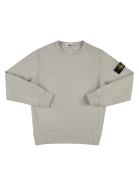 Stone Island: Cotton blend sweatshirt w/ logo patch - Grey - kids-boys_0 | Luisa Via Roma