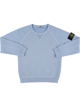 Stone Island: Sweat-shirt en coton - Bleu - kids-boys_0 | Luisa Via Roma