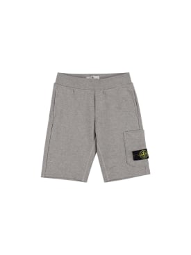 Stone Island: Cotton sweat shorts - Grey - kids-boys_0 | Luisa Via Roma
