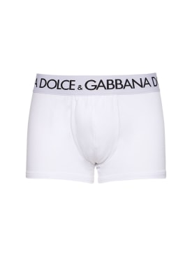 Dolce&Gabbana: Logo cotton boxers briefs - White - men_0 | Luisa Via Roma