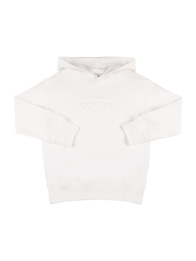 ASPESI: Embossed logo cotton hoodie - White - kids-boys_0 | Luisa Via Roma