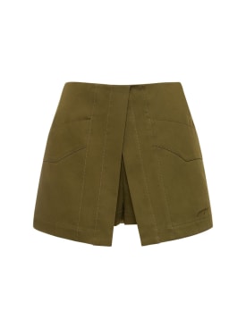 MSGM: Shorts de algodón stretch - Verde Militar - women_0 | Luisa Via Roma