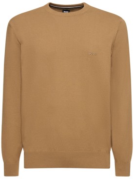 Boss: Pacas-L cotton knit sweater - Medium Beige - men_0 | Luisa Via Roma