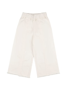 Il Gufo: Cotton gabardine wide pants - White - kids-girls_0 | Luisa Via Roma