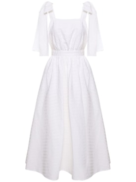 MSGM: Robe en coton stretch - Blanc - women_0 | Luisa Via Roma