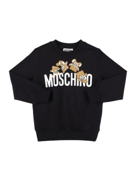 Moschino: 코튼 크루넥 스웨트셔츠 - 블랙 - kids-girls_0 | Luisa Via Roma