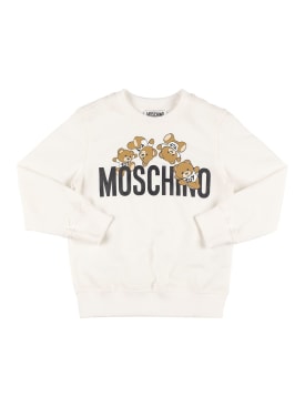 Moschino: 코튼 크루넥 스웨트셔츠 - 화이트 - kids-boys_0 | Luisa Via Roma