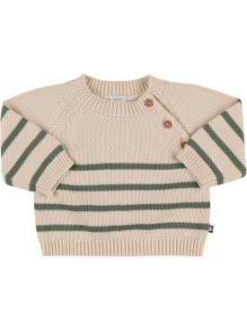 Petit Bateau: Sweater aus Baumwollstrick - Weiß/Grün - kids-girls_0 | Luisa Via Roma