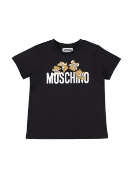 Moschino: T-shirt en jersey de coton - Noir - kids-girls_0 | Luisa Via Roma