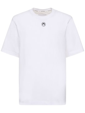 Marine Serre: T-Shirt aus Bio-Baumwolljersey mit Logo - Weiß - men_0 | Luisa Via Roma