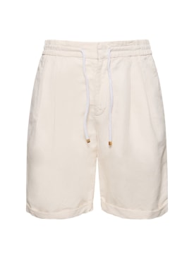 Brunello Cucinelli: Shorts in cotone e lino - Off White - men_0 | Luisa Via Roma