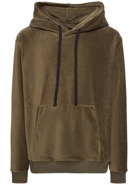 Giorgio Brato: Cotton blend velvet hoodie - Military Green - men_0 | Luisa Via Roma