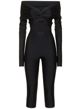 The Andamane: Kendall shiny Lycra long sleeve jumpsuit - Black - women_0 | Luisa Via Roma