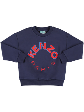 Kenzo Kids: 코튼 크루넥 스웨트셔츠 - 네이비 - kids-boys_0 | Luisa Via Roma