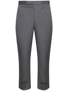 Thom Browne: Cotton blend backstrap pants - Med Grey - men_0 | Luisa Via Roma