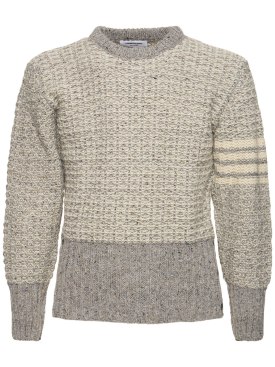 Thom Browne: Wool classic crewneck sweater - Lt Grey - men_0 | Luisa Via Roma