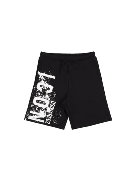 Dsquared2: Printed cotton sweat shorts - Black - kids-boys_0 | Luisa Via Roma