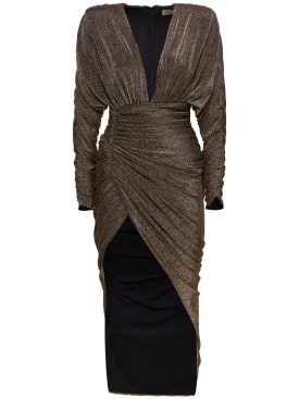Alexandre Vauthier: Langes, drapiertes Kleid aus Lurexjersey - Gold - women_0 | Luisa Via Roma
