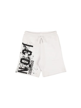 Dsquared2: Printed cotton sweat shorts - White - kids-boys_0 | Luisa Via Roma