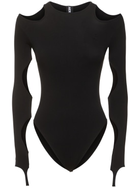 Andreadamo: Body sculptant en jersey ajouré - Black 004 - women_0 | Luisa Via Roma