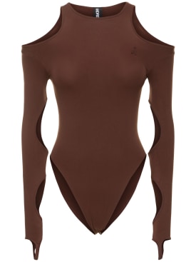 Andreadamo: Sculpting jersey cutout bodysuit - Brown - women_0 | Luisa Via Roma