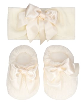Story Loris: Cotton blend headband & booties - White - kids-girls_0 | Luisa Via Roma