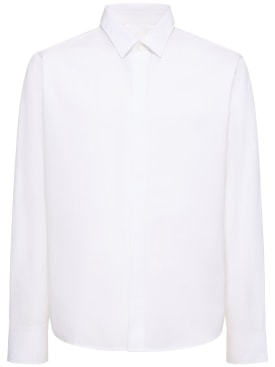 AMI Paris: Camisa clásica de popelina de algodón - Blanco - men_0 | Luisa Via Roma