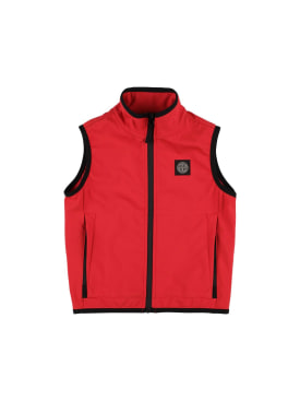 Stone Island: Softshell nylon vest w/ logo patch - Red - kids-boys_0 | Luisa Via Roma