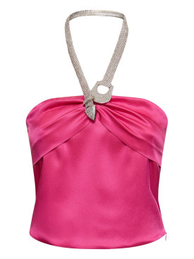 Giuseppe Di Morabito: Embellished satin top - Pink - women_0 | Luisa Via Roma