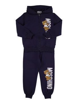 Moschino: Sweatshirt und Trainingshose aus Baumwolle - Dunkelblau - kids-boys_0 | Luisa Via Roma
