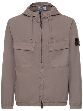 Stone Island: Supima zip up hooded jacket - Dove Grey - men_0 | Luisa Via Roma