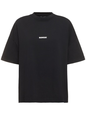 Bonsai: T-shirt oversize in cotone con logo - Nero/Bianco - women_0 | Luisa Via Roma