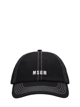 MSGM: Cotton baseball hat - Black - kids-boys_0 | Luisa Via Roma