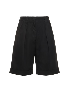 ASPESI: Cotton gabardine knee length shorts - Black - women_0 | Luisa Via Roma