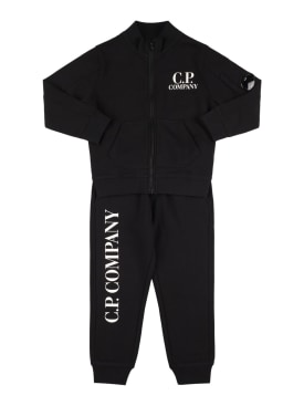 C.P. Company: Sweat-shirt & pantalon en coton - Noir - kids-boys_0 | Luisa Via Roma