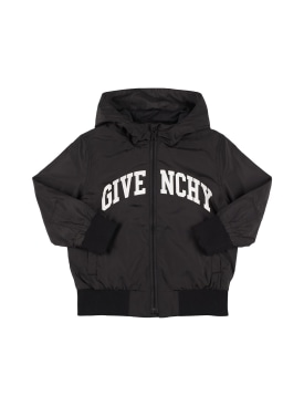 Givenchy: Giacca a vento in nylon / logo e cappuccio - Nero - kids-boys_0 | Luisa Via Roma