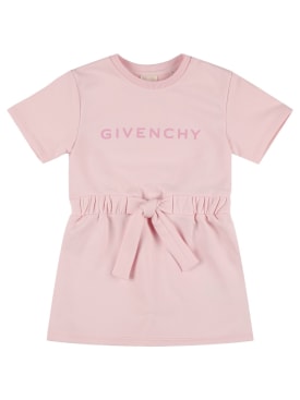 Givenchy: Robe en coton mélangé à logo - Rose - kids-girls_0 | Luisa Via Roma