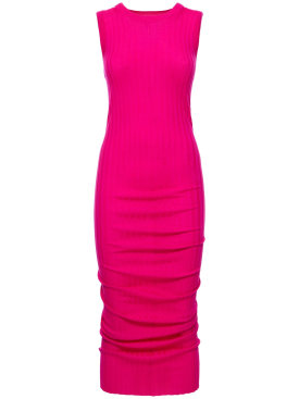 Marc Jacobs: Gedrehtes Kleid aus Rippgewebe aus Wolle - Hot Pink - women_0 | Luisa Via Roma
