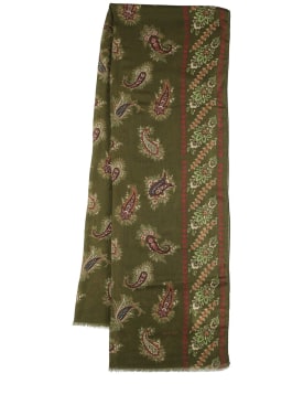 Etro: Cashmere & silk scarf - Green - men_0 | Luisa Via Roma