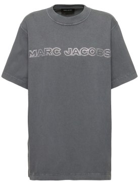 Marc Jacobs: T-shirt à cristaux - Gris Acier - women_0 | Luisa Via Roma