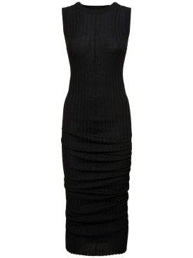 Marc Jacobs: Gedrehtes Kleid aus Rippgewebe aus Wolle - Schwarz - women_0 | Luisa Via Roma