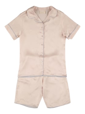 Story Loris: Viscose blend short-sleeved pajama set - Pink - kids-boys_0 | Luisa Via Roma