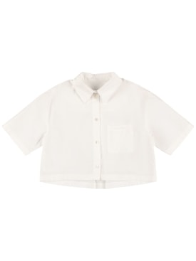 MAX&Co.: Cotton poplin shirt - White - kids-girls_0 | Luisa Via Roma