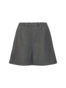 Loulou Studio: Seto viscose blend shorts - Fjord Grey - women_0 | Luisa Via Roma
