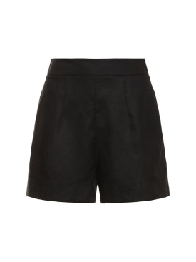 Ermanno Scervino: Shorts de lino con cintura alta - Negro - women_0 | Luisa Via Roma
