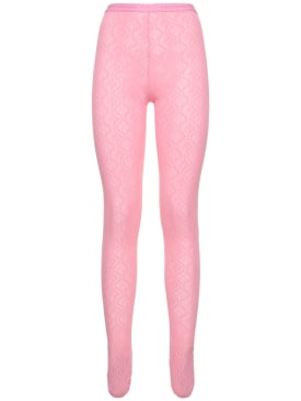 Marine Serre: Moon Diamant jacquard mesh leggings - Pink - women_0 | Luisa Via Roma