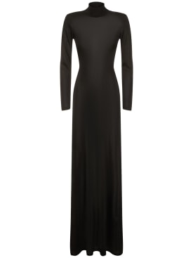 Tom Ford: Compact slinky viscose long dress - Black - women_0 | Luisa Via Roma