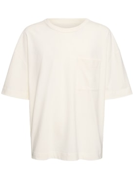 Lemaire: Boxy cotton & linen t-shirt - White - men_0 | Luisa Via Roma