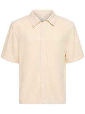 Dunst: Camisa de algodón con manga corta - Crema - men_0 | Luisa Via Roma