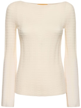 Guest In Residence: Flare long sleeve wool blend top - White - women_0 | Luisa Via Roma